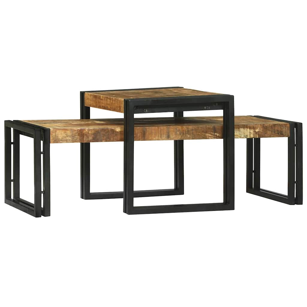 Coffee Table 2 pcs Brown 48 x 40 x 40 cm Solid mango wood